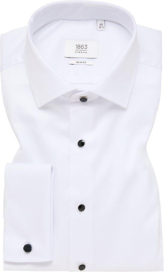 SLIM FIT Luxury Shirt in weiß unifarben