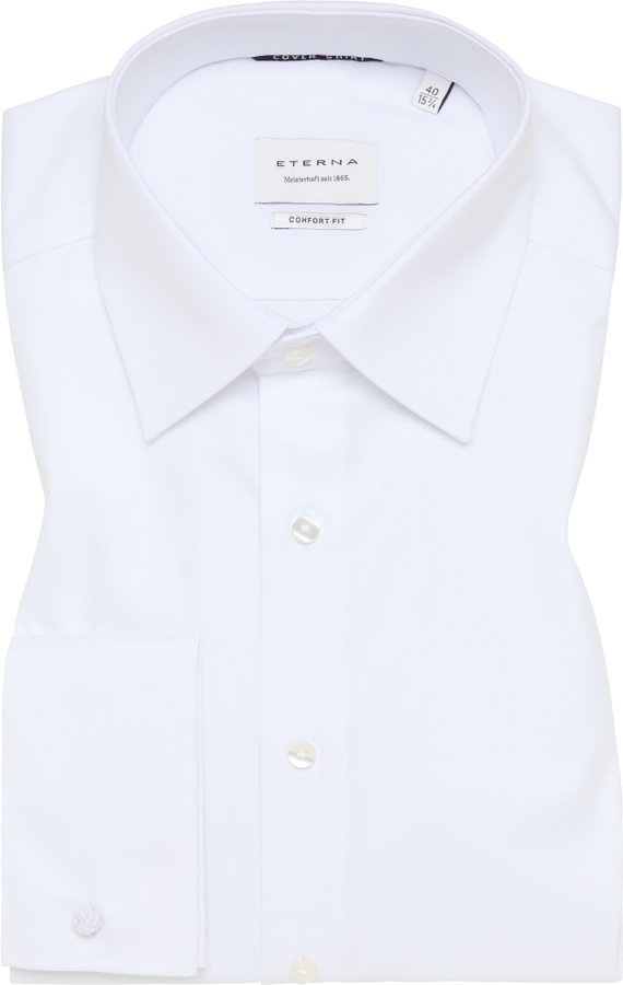 COMFORT FIT Cover Shirt in weiß unifarben