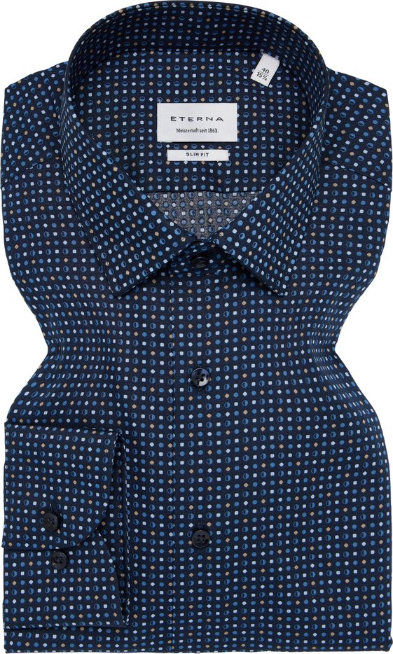 SLIM FIT Hemd in navy bedruckt