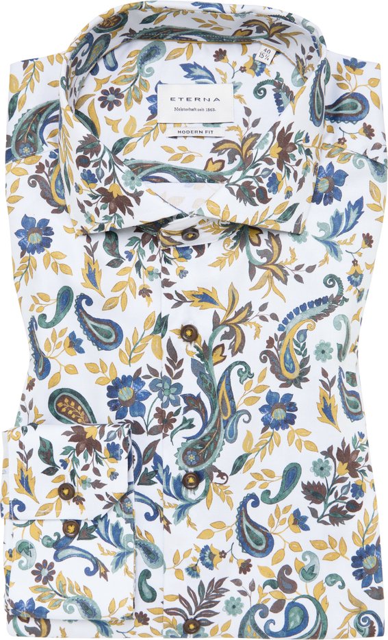 MODERN FIT Hemd in senfgelb bedruckt