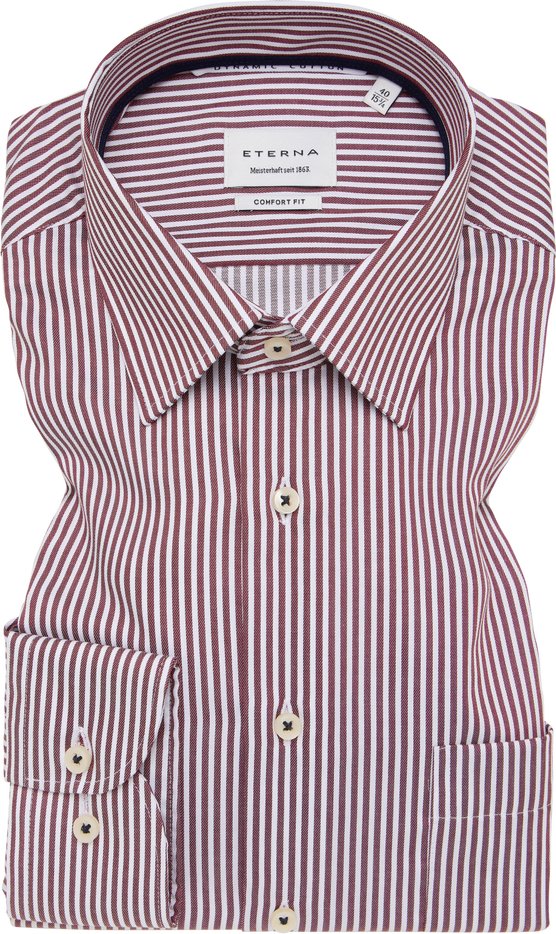 COMFORT FIT Hemd in burgunder gestreift