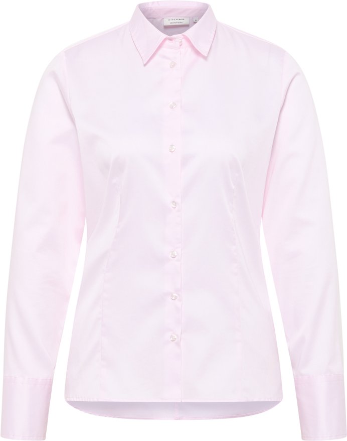 Thumbnail - Satin Shirt Bluse in rosa unifarben
