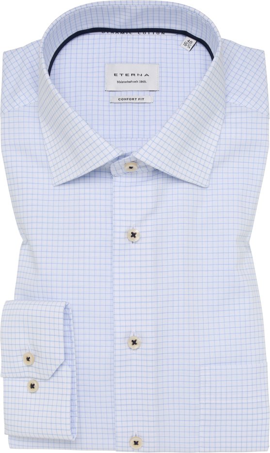 COMFORT FIT Hemd in hellblau kariert