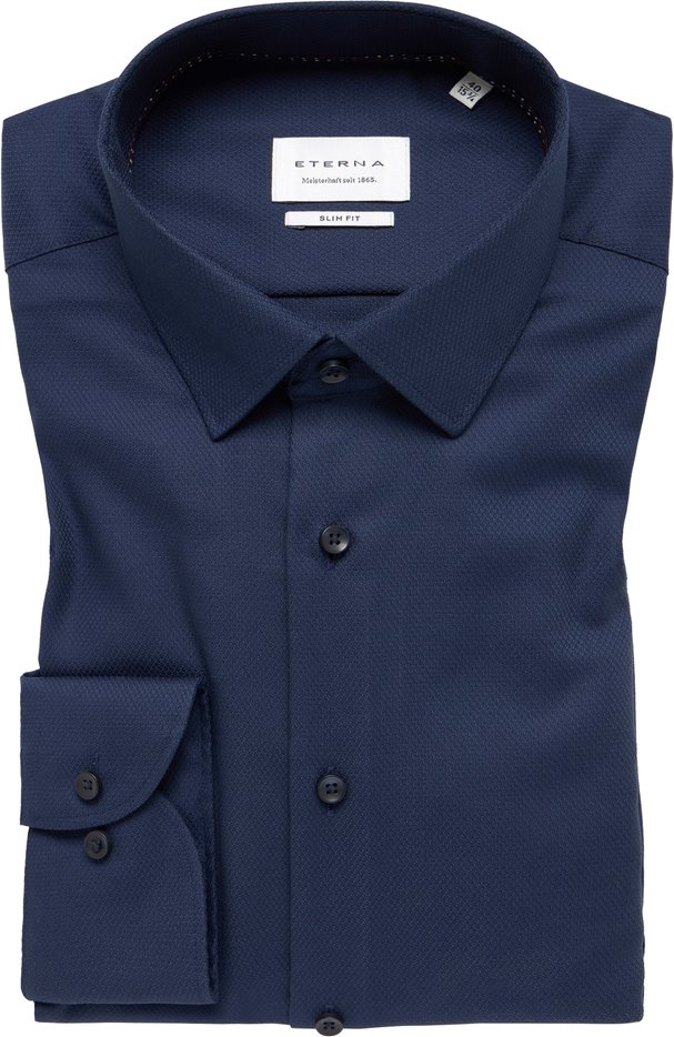 SLIM FIT Hemd in navy strukturiert