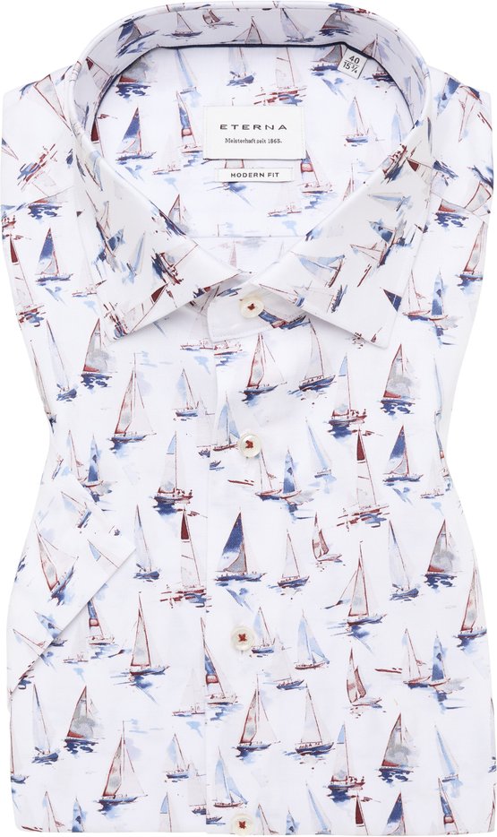 MODERN FIT Hemd in blau bedruckt