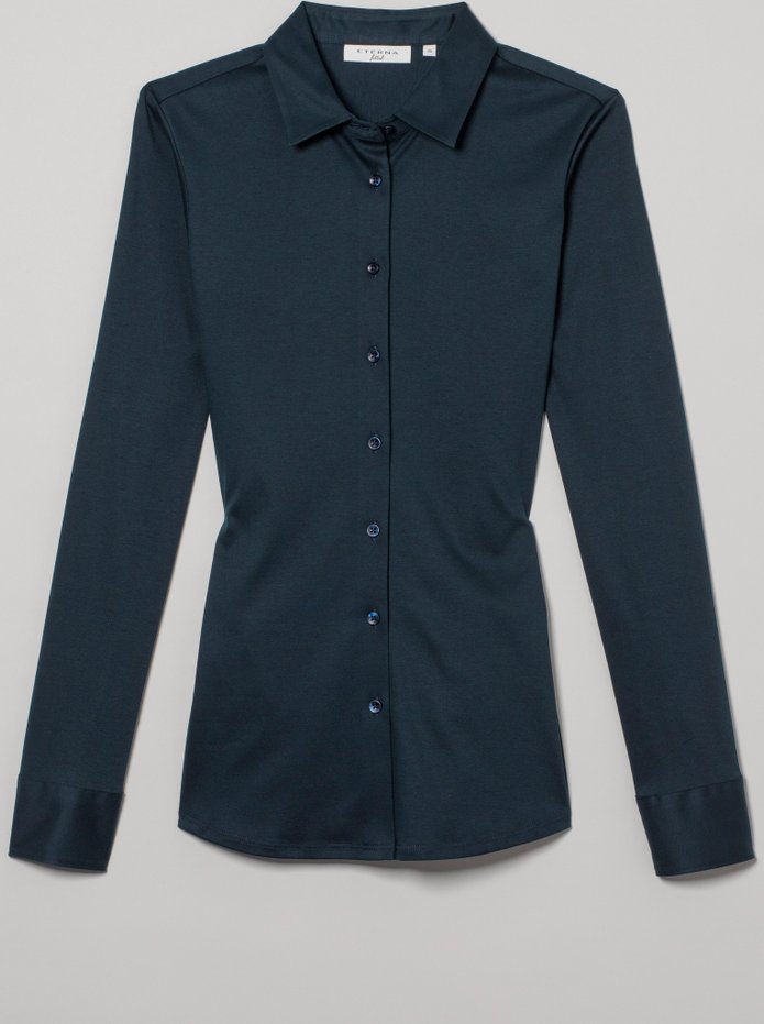 Jersey Shirt Bluse in navy unifarben