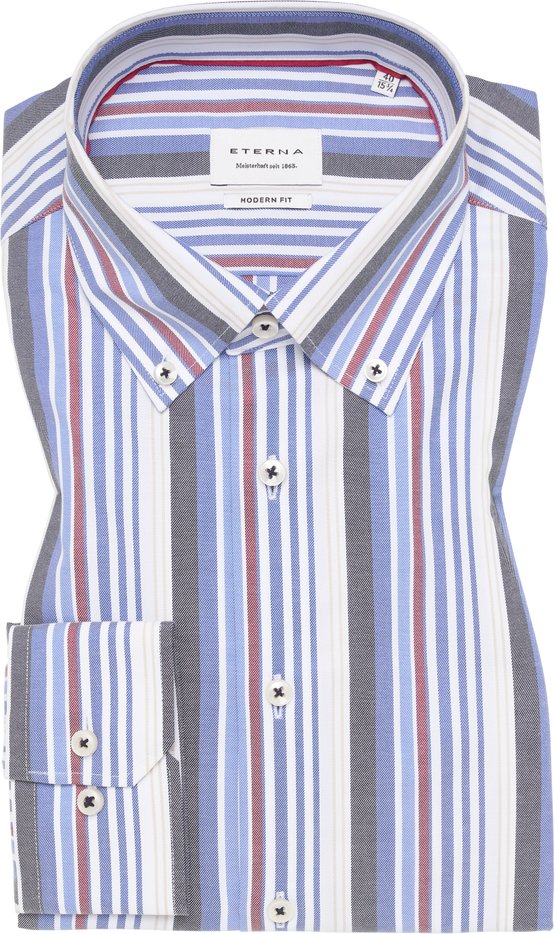 Thumbnail - MODERN FIT Hemd in royal blau gestreift