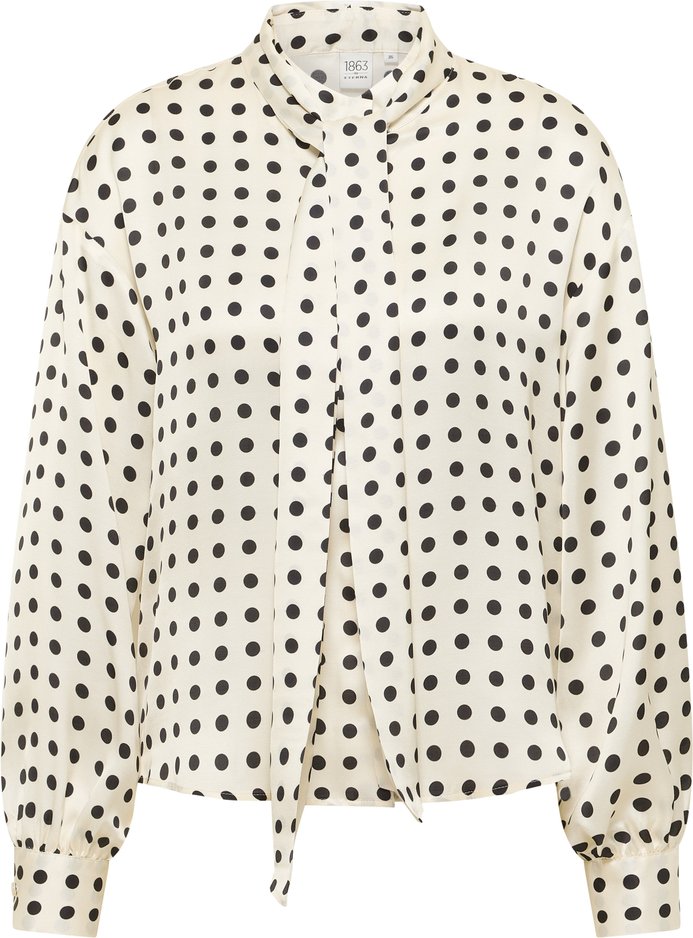 Hemdbluse in weiß/schwarz getupft