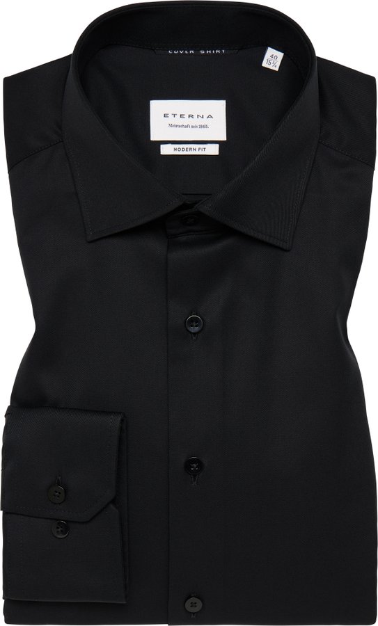 Thumbnail - MODERN FIT Cover Shirt in schwarz unifarben