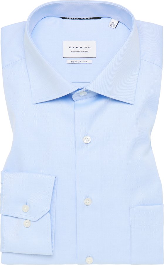COMFORT FIT Cover Shirt in hellblau unifarben