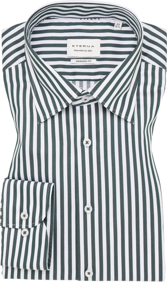 MODERN FIT Hemd in dunkelgrün gestreift