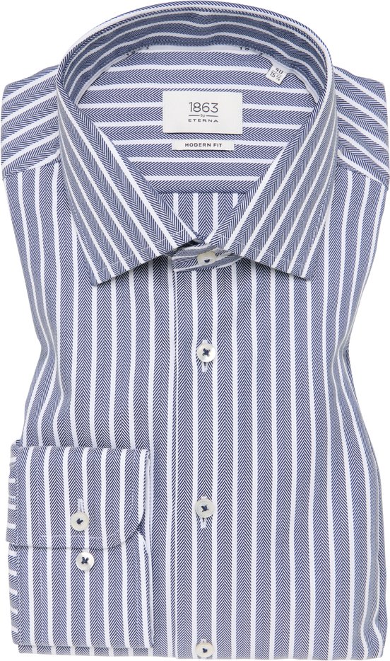 Thumbnail - MODERN FIT Hemd in dunkelblau gestreift