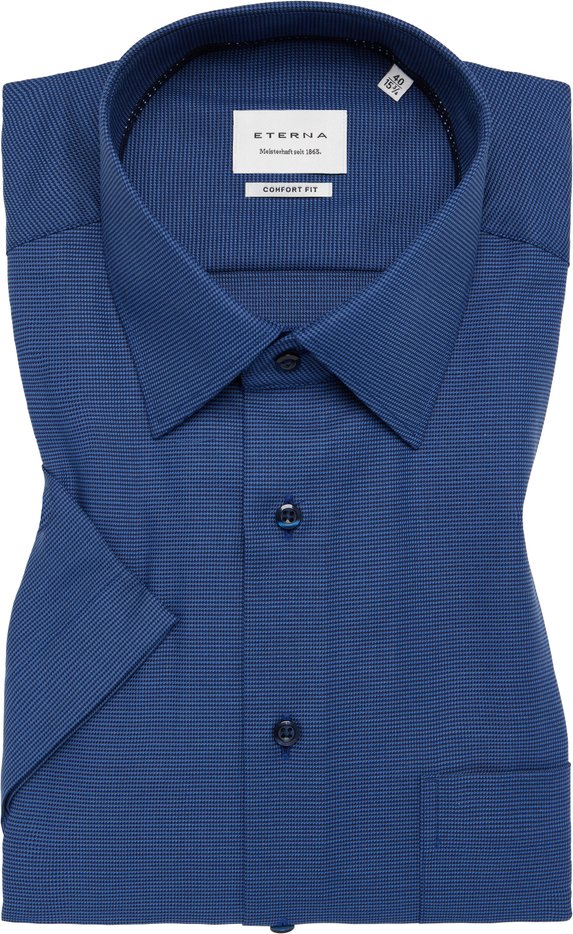 COMFORT FIT Hemd in dunkelblau strukturiert