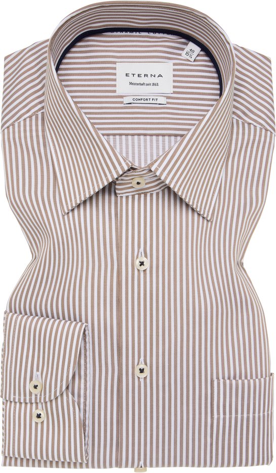 COMFORT FIT Hemd in beige gestreift