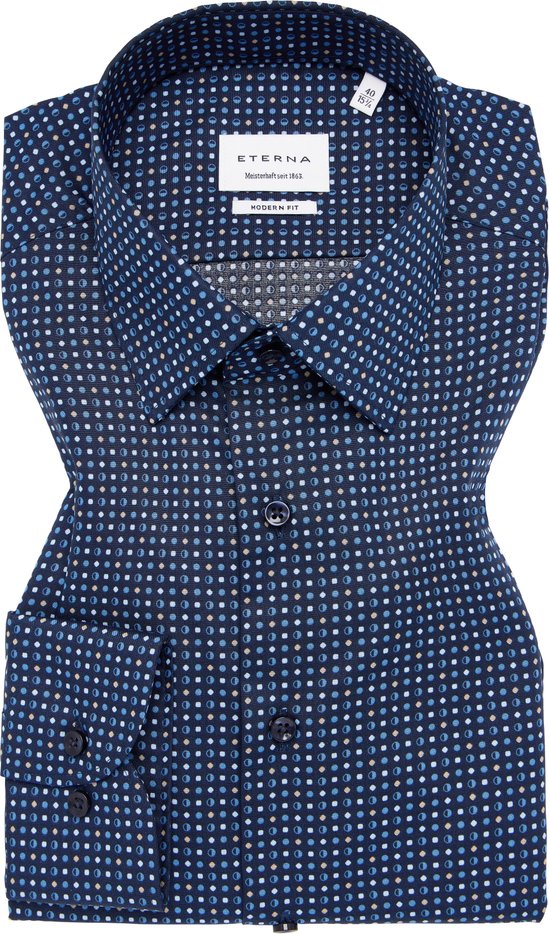 MODERN FIT Hemd in navy bedruckt