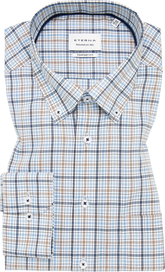 COMFORT FIT Hemd in blau kariert