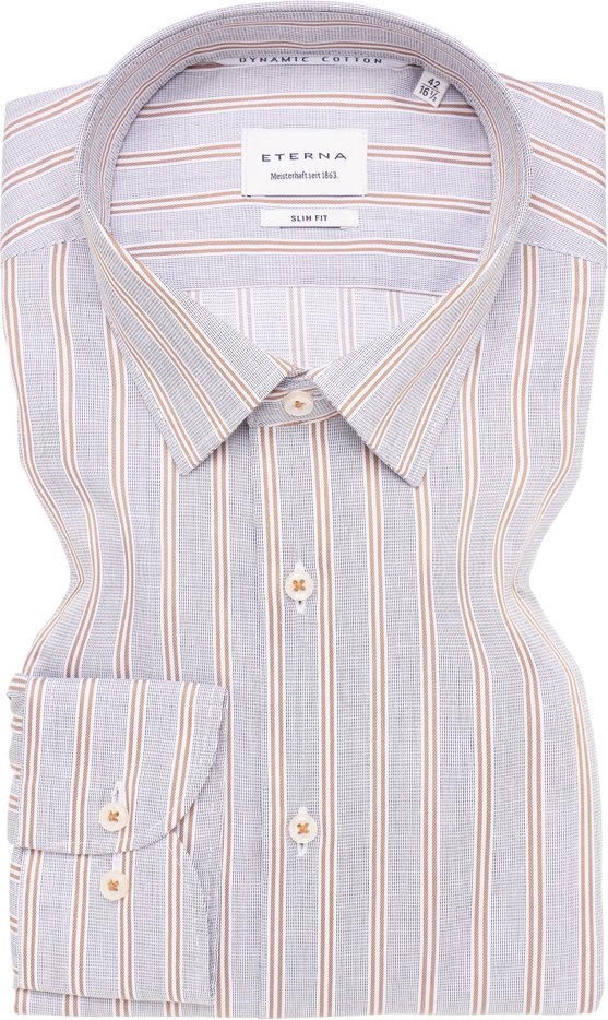 SLIM FIT Hemd in taupe gestreift