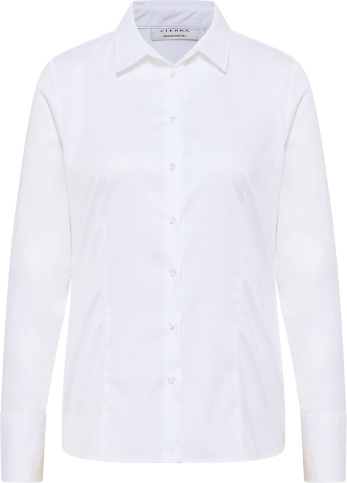 Thumbnail - Satin Shirt Bluse in weiß unifarben