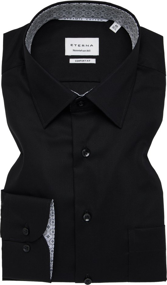 COMFORT FIT Hemd in schwarz unifarben