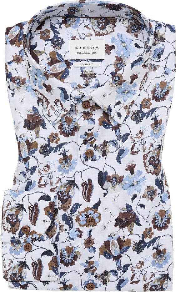 SLIM FIT Hemd in mandel bedruckt