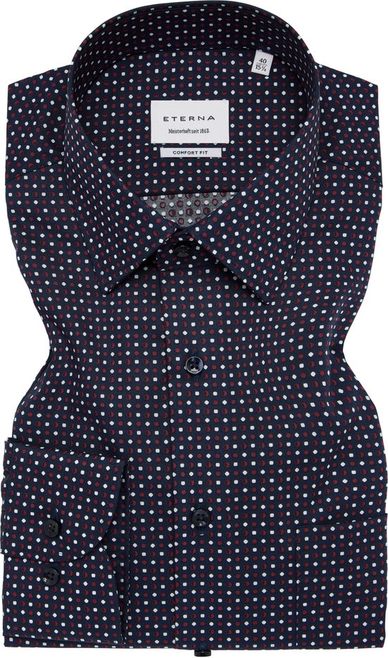 COMFORT FIT Hemd in burgunder bedruckt