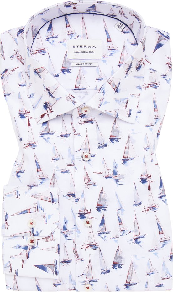 COMFORT FIT Hemd in blau bedruckt