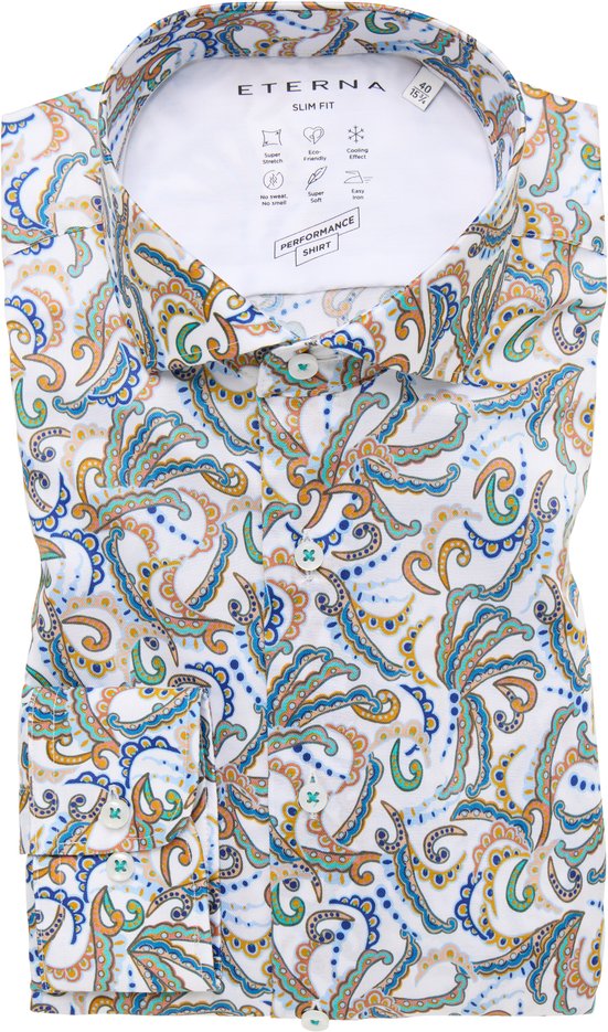 SLIM FIT Performance Shirt in apricot bedruckt