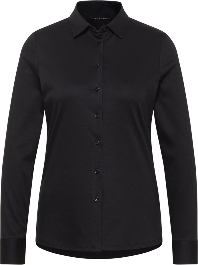 Thumbnail - Jersey Shirt Bluse in schwarz unifarben