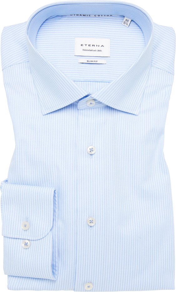 SLIM FIT Dynamic Cotton in hellblau strukturiert