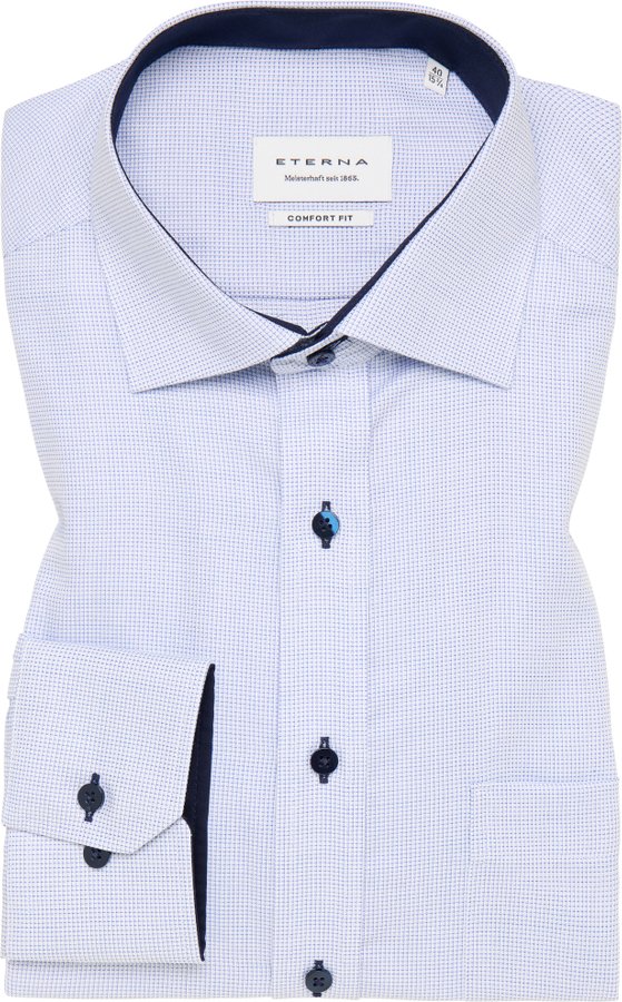 COMFORT FIT Hemd in hellblau strukturiert
