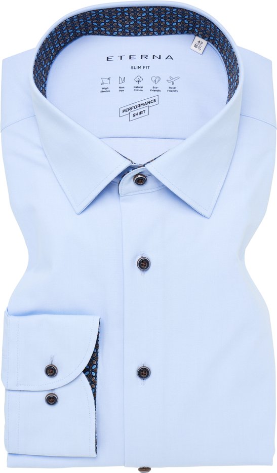 SLIM FIT Performance Shirt in hellblau unifarben