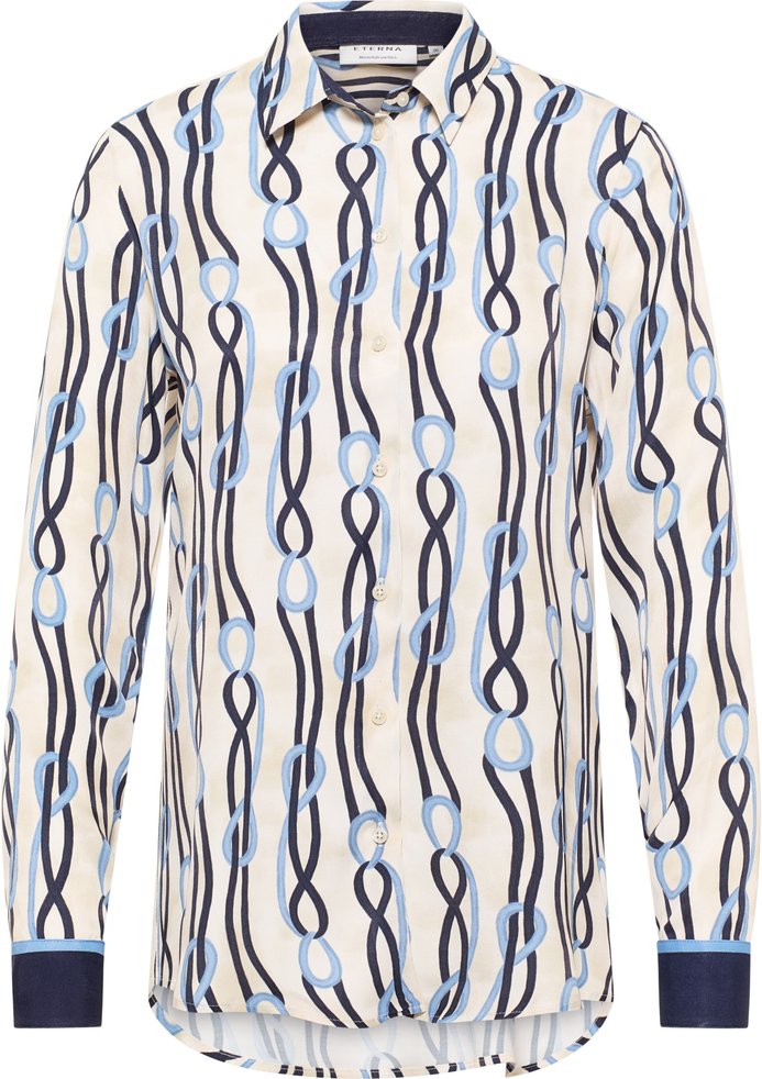 Hemdbluse in blau bedruckt