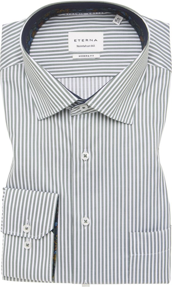 Thumbnail - MODERN FIT Hemd in salbeigrün gestreift