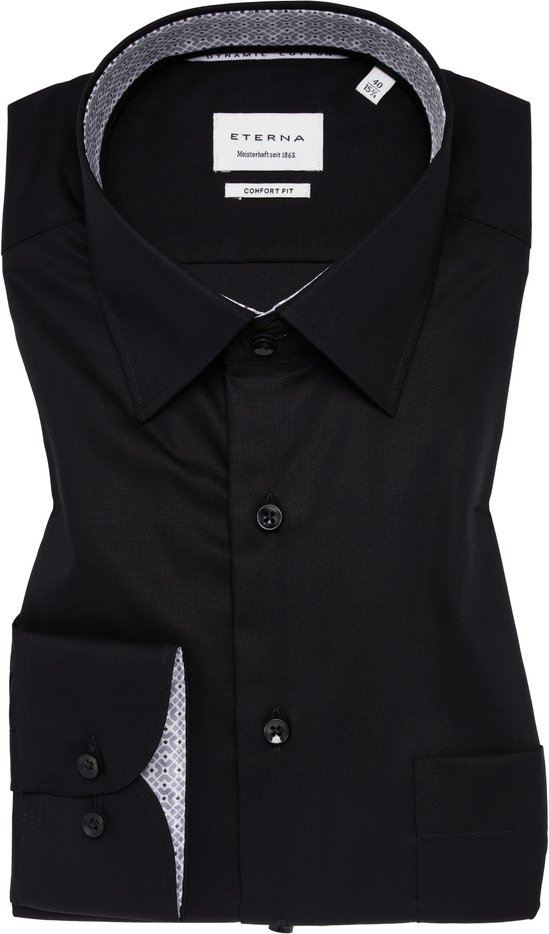 COMFORT FIT Hemd in schwarz unifarben