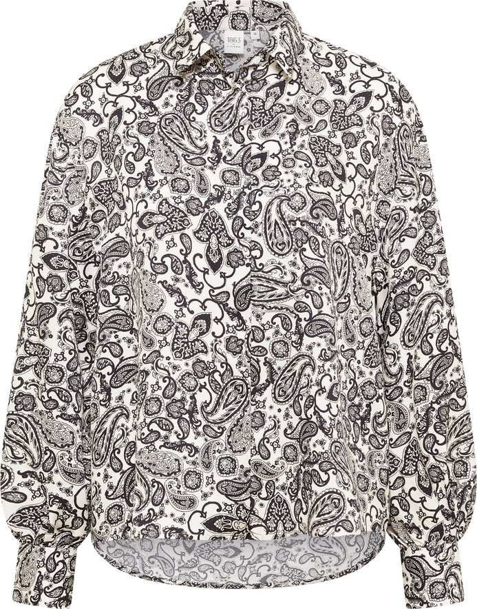 Hemdbluse in schwarz bedruckt