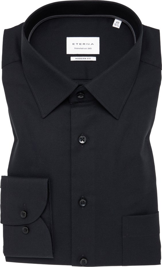MODERN FIT Hemd in schwarz strukturiert