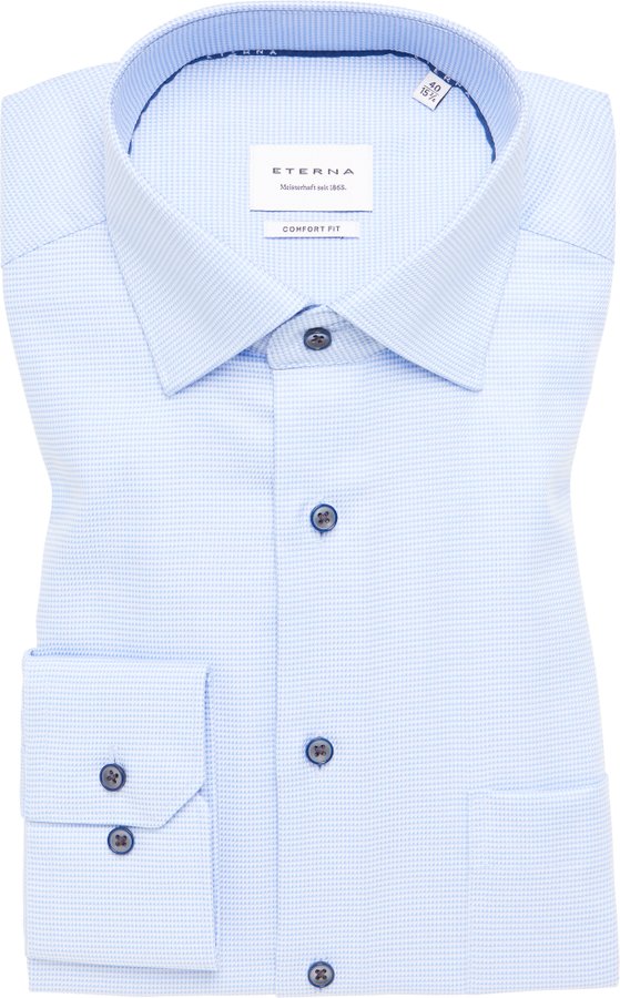 COMFORT FIT Hemd in hellblau strukturiert