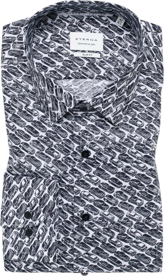 SLIM FIT Hemd in schwarz bedruckt