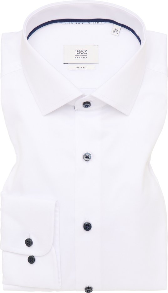 SLIM FIT Luxury Shirt in weiß unifarben