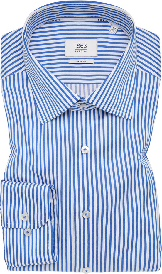 SLIM FIT Hemd in royal blau gestreift