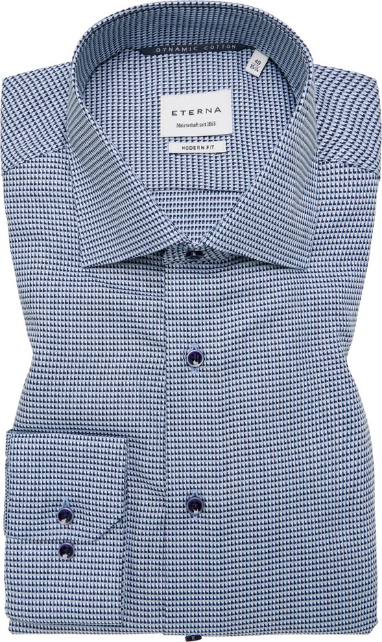 MODERN FIT Dynamic Cotton in blau strukturiert