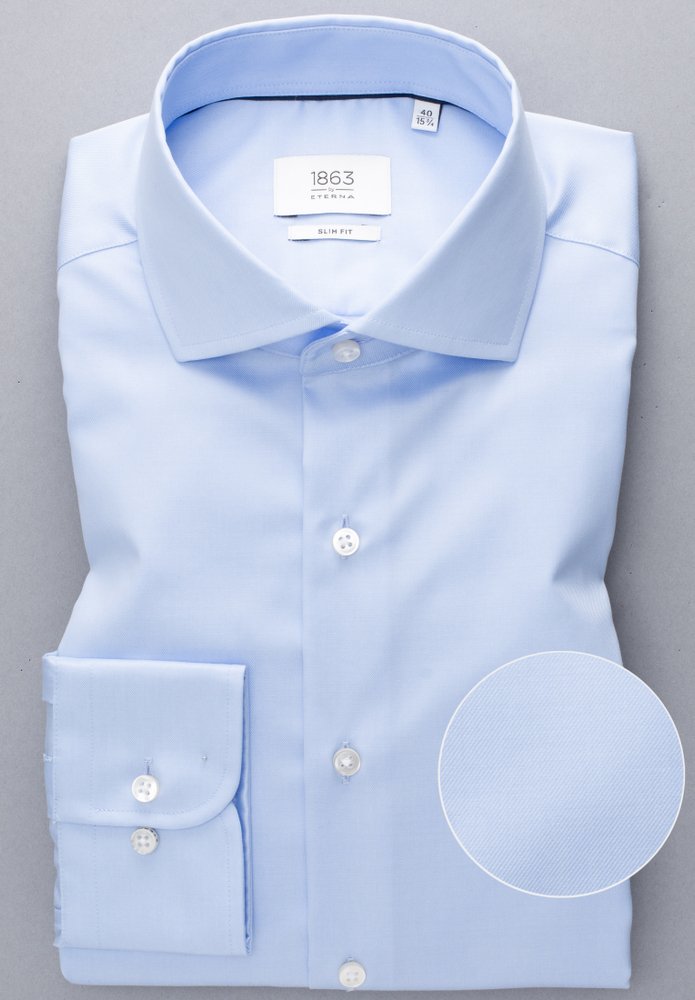 Thumbnail - SLIM FIT Luxury Shirt in hellblau unifarben