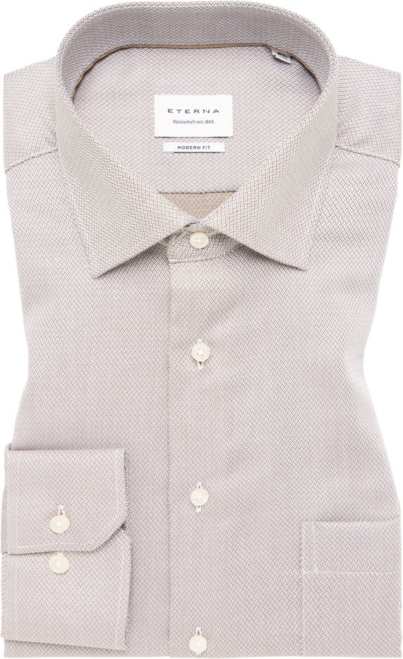 MODERN FIT Hemd in taupe strukturiert