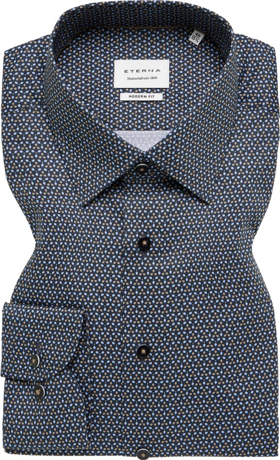 Thumbnail - MODERN FIT Hemd in dunkelblau bedruckt