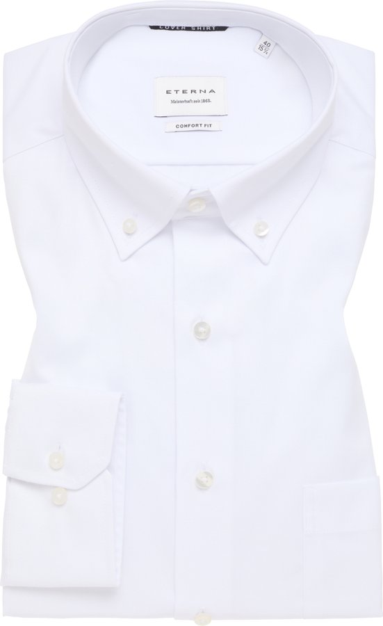 COMFORT FIT Cover Shirt in weiß unifarben