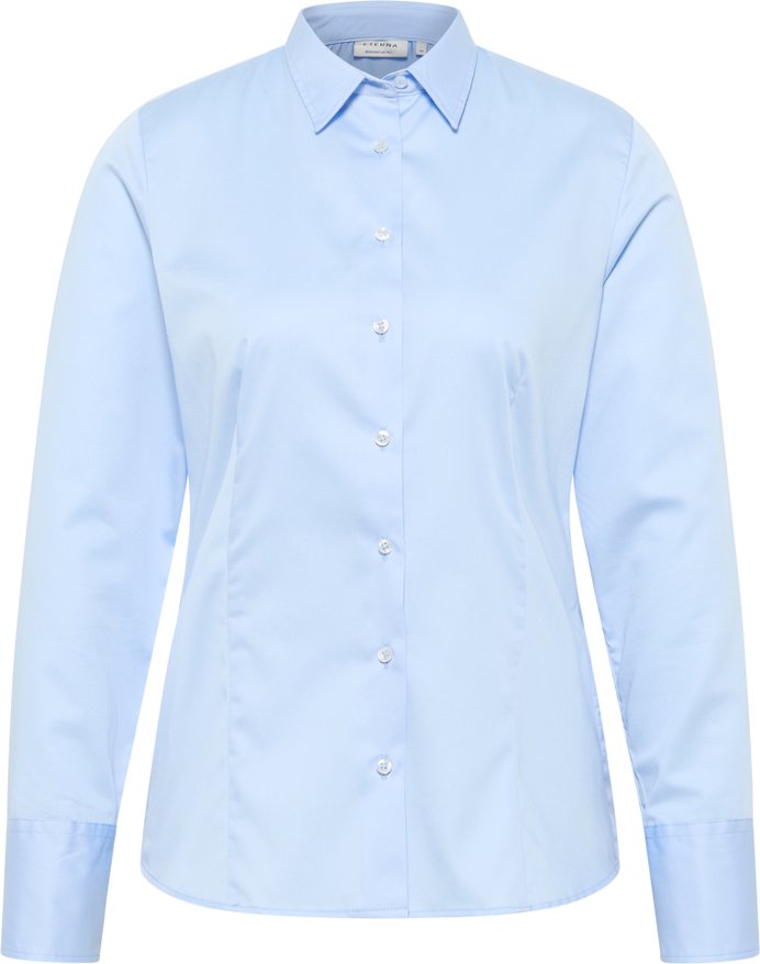 Thumbnail - Satin Shirt Bluse in hellblau unifarben