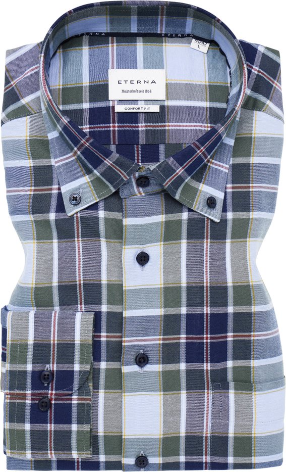 COMFORT FIT Hemd in blau kariert