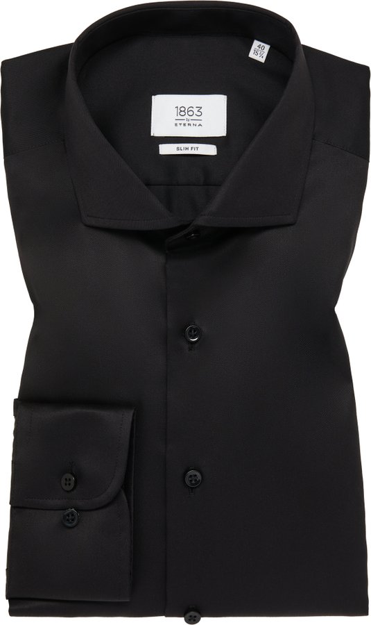 SLIM FIT Luxury Shirt in schwarz unifarben