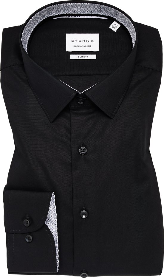 SLIM FIT Hemd in schwarz unifarben