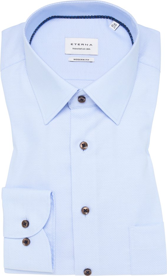 MODERN FIT Hemd in hellblau strukturiert